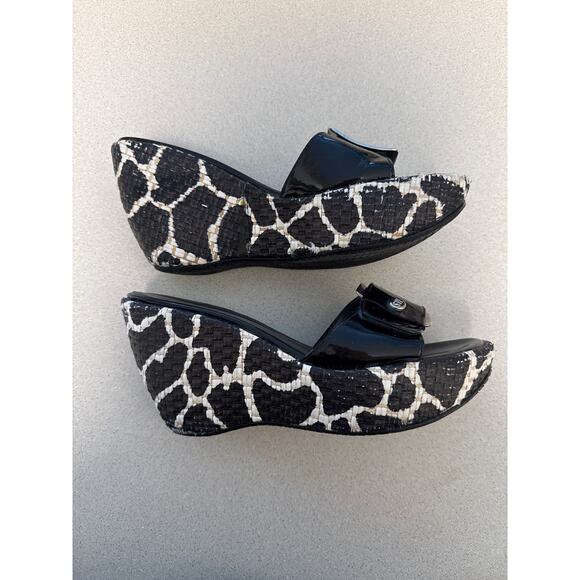 Y2K Stuart Weitzman Platform Animal Print Mary Jane Patent Leather Mules Size 8 - Picture 5 of 9